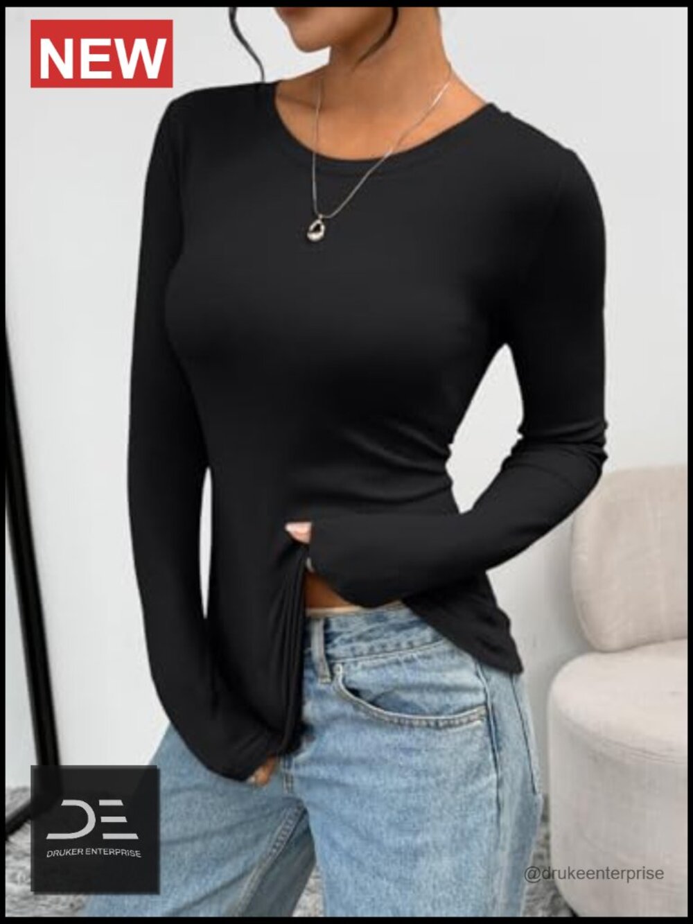 Long Sleeve Crop Top, Slim Fit Bodycon Tee for Going Out - Picture 3 of 6